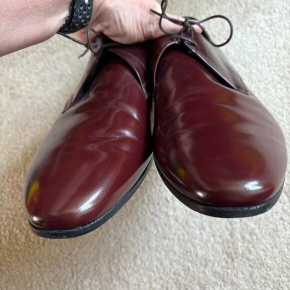 Burberry burgundy derby men\'s dress shoe size 44.5 / 11.5 main image 7